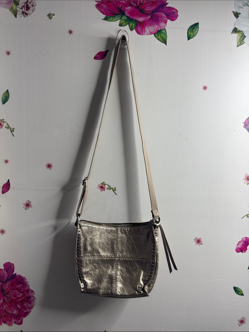 Metallic Gold Crossbody Shoulder Bag - Women